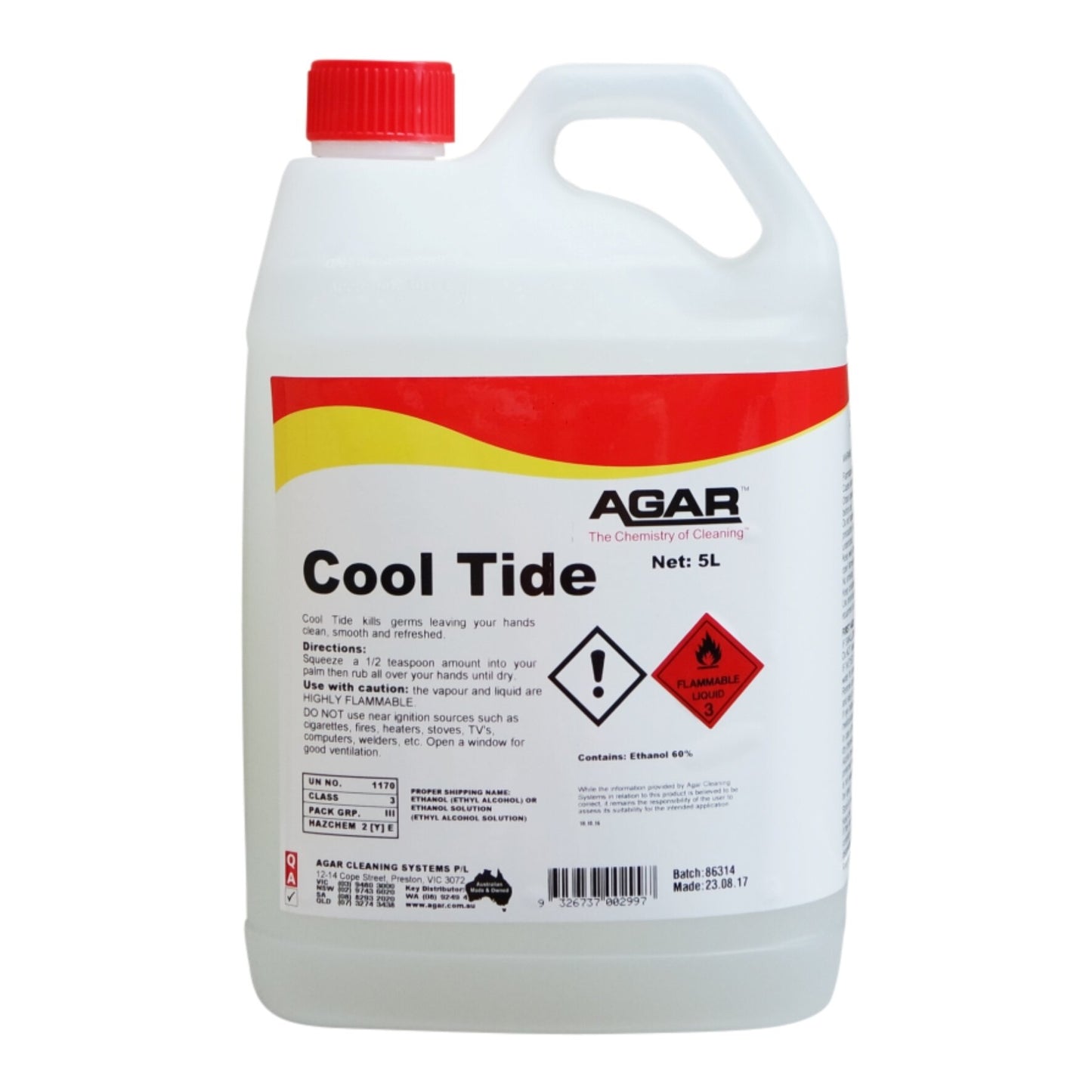 Agar Cool Tide Waterless Hand Sanitiser 5L