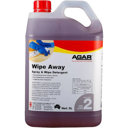 WIPE AWAY is a high-performance, grease-cutting cleaner specially formulated to rapidly and effectively remove soilage from a variety of hard surfaces