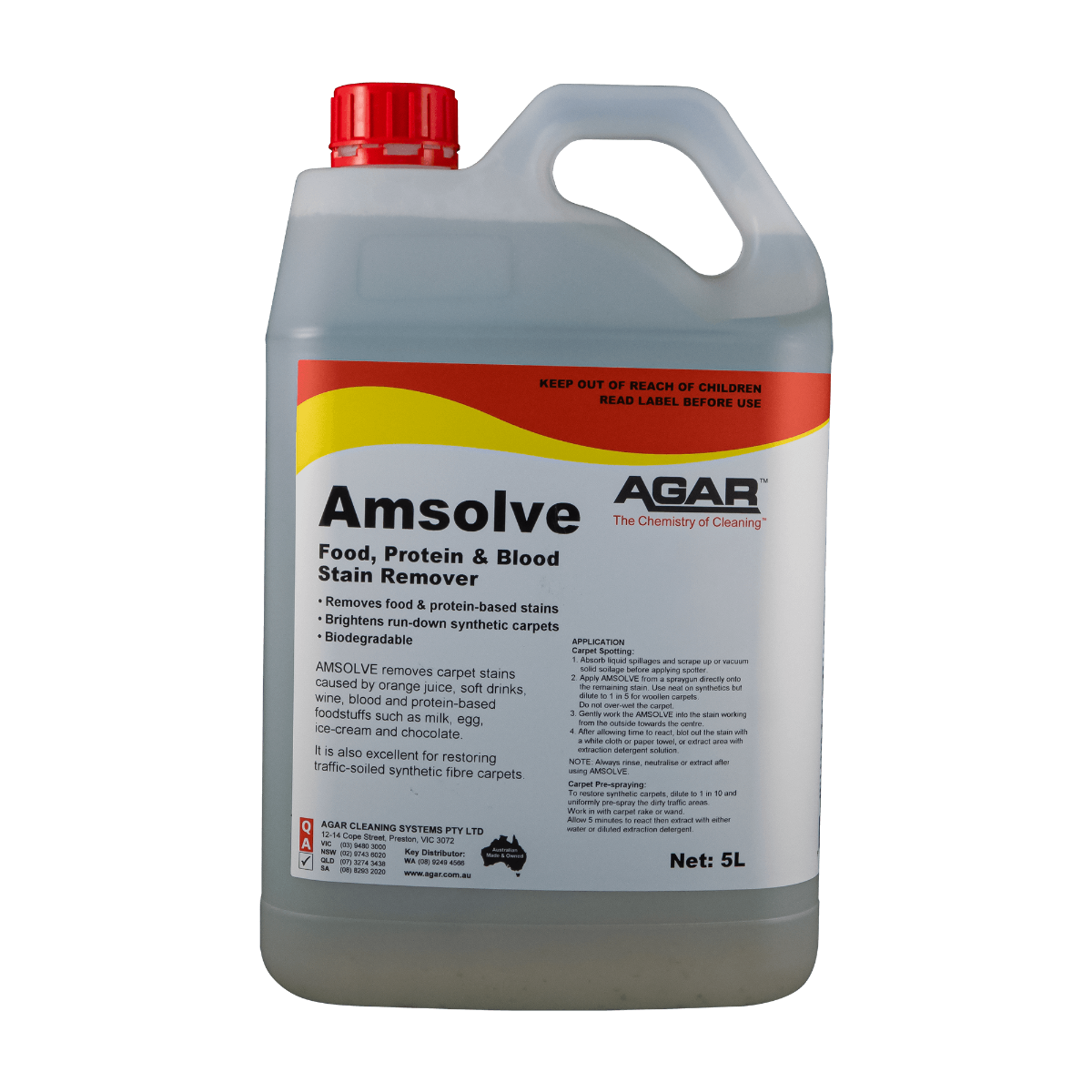 Agar Amsolve Food Protein & Blood Stain Remover 5L