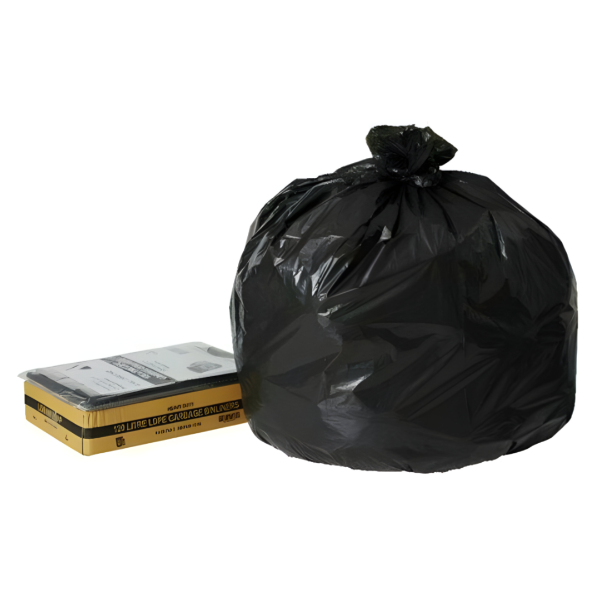 120L Heavy Duty Bin Liners (100 pack) made from durable LDPE. Perfect for heavy-duty waste in schools, restaurants, and more.