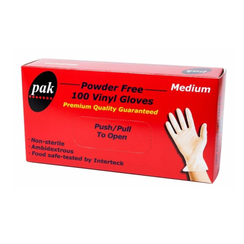 Vinyl Gloves Clear Powder Free Carton of 10 x 100 gloves