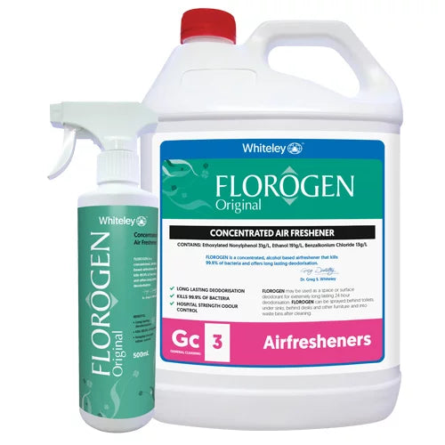 Florogen Original is a high-performance, alcohol-based surface and space deodorant.