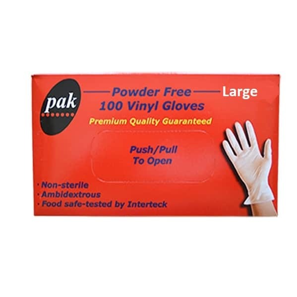 Vinyl Gloves Clear Powder Free Carton of 10 x 100 gloves