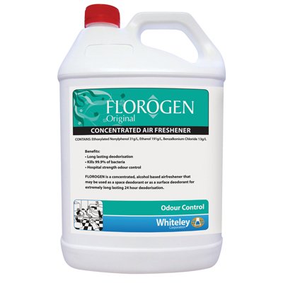 Florogen Original is a high-performance, alcohol-based surface and space deodorant.